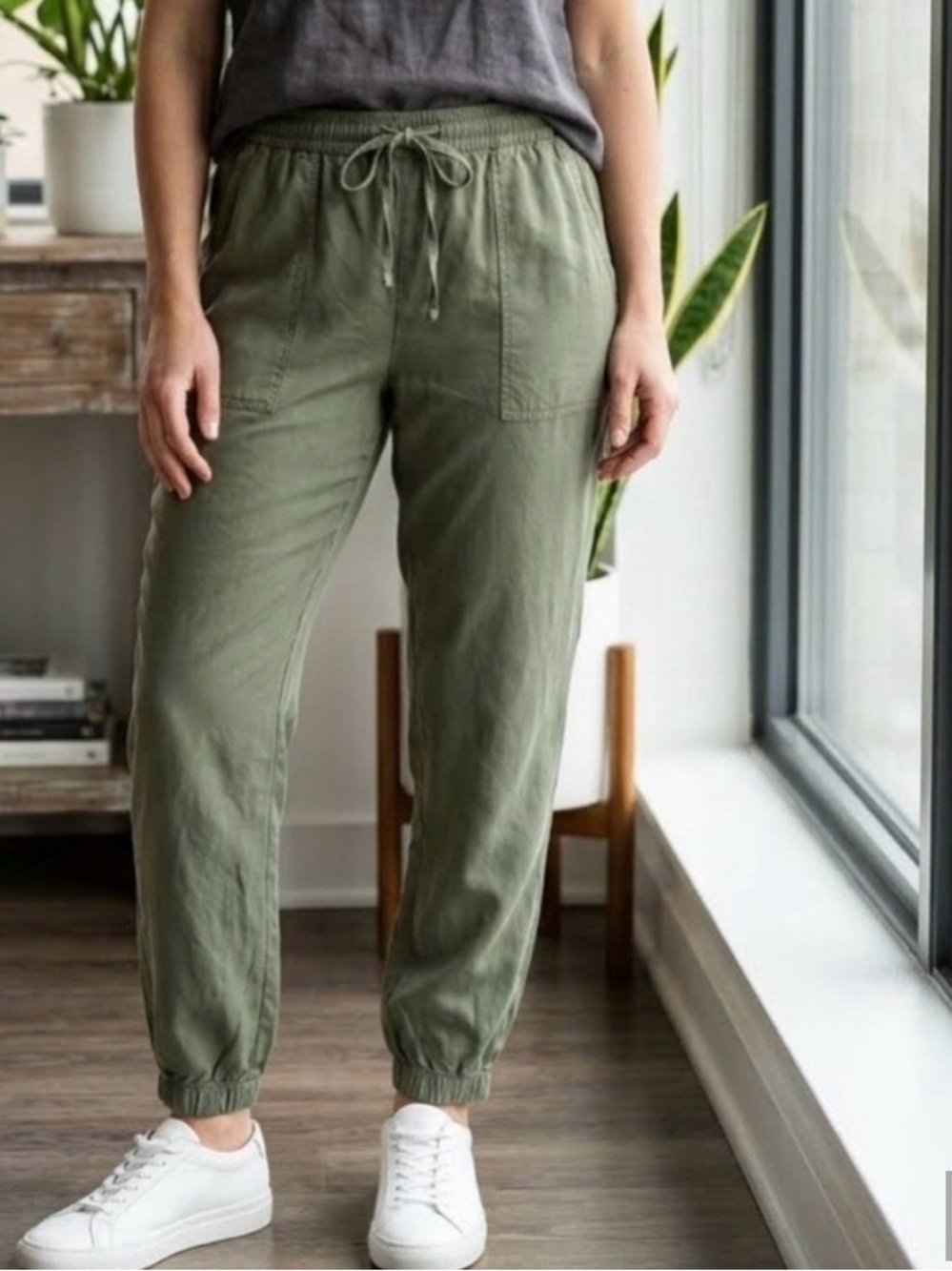 Charlie Paige Olive Green Drawstring Joggers Women’s Size Large